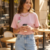 Pink tshirt with neckline details